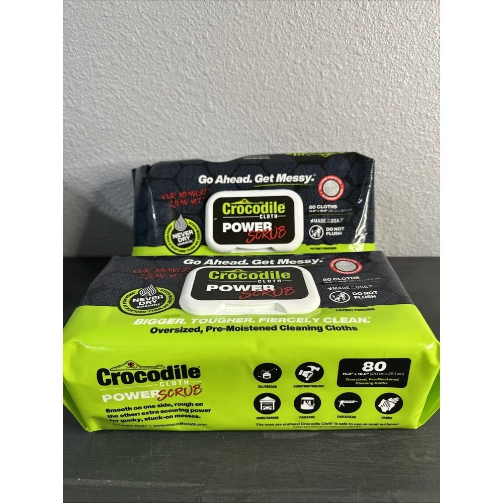 Crocodile‎ Cloth 6500-080 Power Scrub, 80 Count Huge Cloths 2 Pack